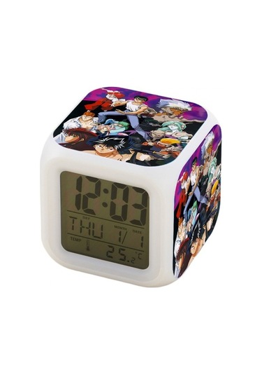 7 Renkli Led Kare Dijital Alarmlı Saat - Beyaz, Besthome1