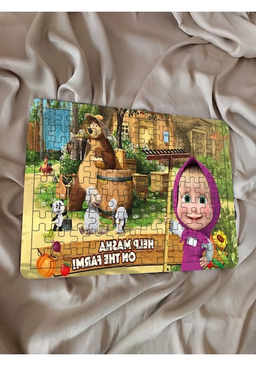 Çocuk Puzzle Ahşap Maşa Ile Koca Ayı 108 Parça Mobilya