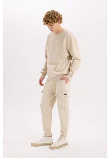 DeFacto Regular Fit Jogger Eşofman Altı Basic Düz Kargo Cepli Lastikli Paça D5252AX25SPBG155