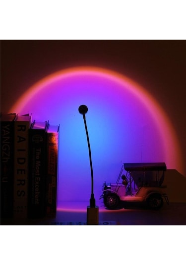 Mor Gün Batımı Lambası Usb Kahve Dükkanı Duvar Dekor Işıkları 28cm Çok Renkli