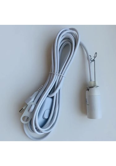 Youtek Beyaz E14 Soketli Avize Aydınlatma Bağı, 500w Maksimum Güç, Euro Şarjlı Anahtar Ve Yıldız Gölge Montaj Braketi İle Tekli Birim Beyaz