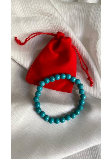 Kese Hediyeli Turkuaz Doğal Taş Bileklik Turkuaz