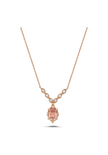 1,11 Karat Pırlantalı Morganit Kolye