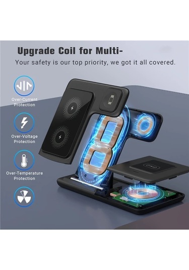 Motion003 Beyaz Katlanabilir Kablosuz Hizli Sarj Istasyonu İphone Uyumlu 16 15 14 13 12 Pro Max Watch 8 7 6 Samsung Galaxy Uyumlu 5 4 3 Xiaomi