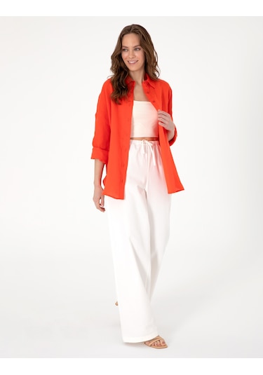 Pierre Cardin Kadın Kırmızı Gömlek Desenli 50301078-vr030 Kırmızı