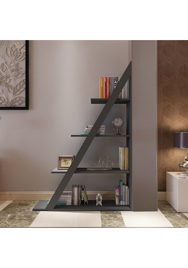 Arnetti Arven 4 Raflı Modern Kitaplık, Antrasit - Arven
