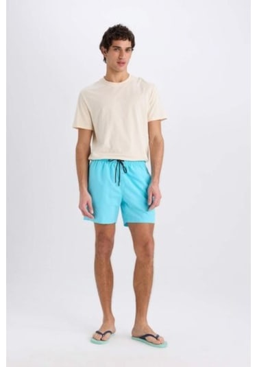 Defacto File Astarlı Kısa Boy Deniz Şortu N0131az25hstr111 Turkuaz