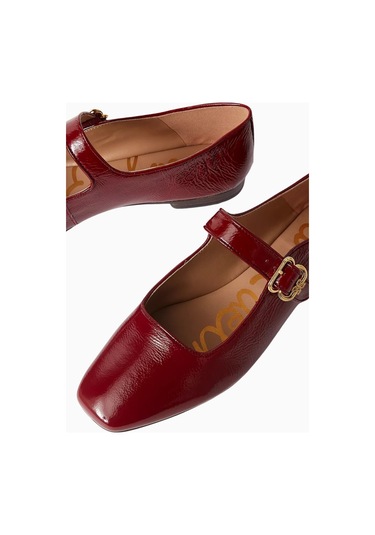 Sam Edelman Michaela Bordo Deri, Kare Burun Tokalı Mary Jane Kadın Ayakkabı