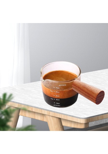 Suntek Espresso Bardağı Ölçüm Kabı Ahşap Saplı Ölçü Tek Çıkışlı
