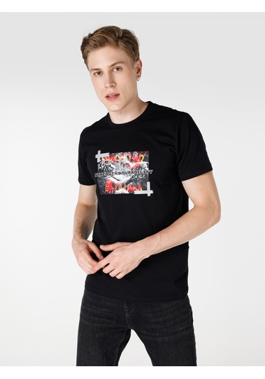 Colins Siyah Erkek Tshirt K.Kol Cl1064711 Q1.V2 Blk 001