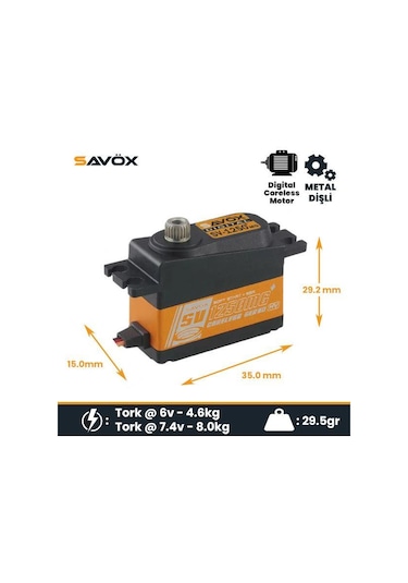 Savox Sv1250mgp Digital Servo Coreless Motor High Voltage Metal Dişli