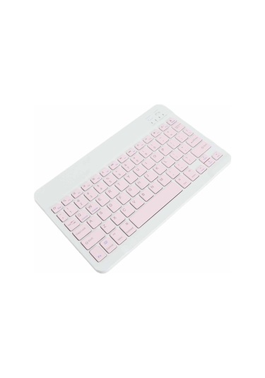 Mufunye Pembe 10 İnç Üçüncü Fn Tuşlu Ultra İnce Sessiz Bt Klavye + 1600 Dpı Mouse Seti - Cep Telefonu, Bilgisayar, Tablet Uyumlu Klavye Dahili Pil, Mouse Pil Olmadan