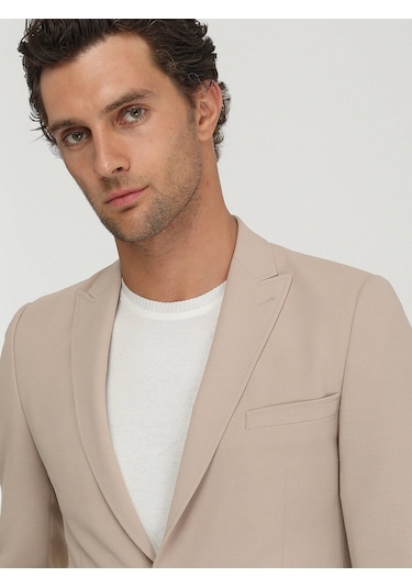 Kip Bej Düz Slim Fit Ceket 001