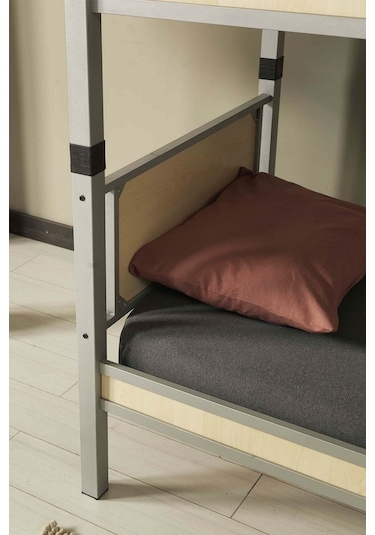 Argimo Yurt Metal Ahşap Ranza Ve Karyola 90 x 190 Gri