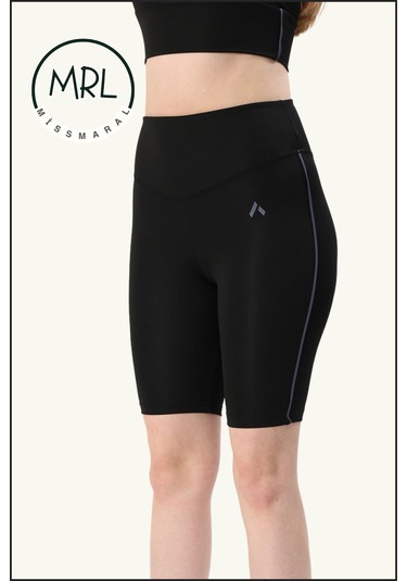 Kadın Siyah Yüksek Bel Toparlayıcı Biker Şort Kısa Spor Tayt Likralı Dalgıç Biker Tights 1043 Siyah Lacivert