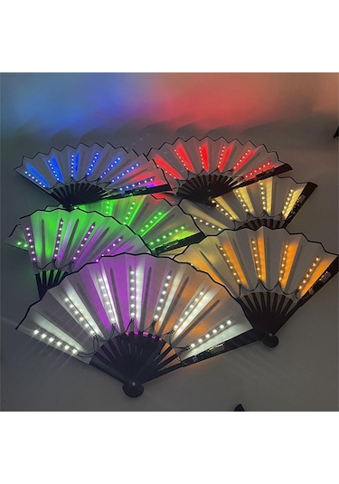 Canlı Menekşe Yanıp Sönen Katlanır Led Fan Dans Işıkları Fan Gece Gösterisi Aydınlık Bar Gece Kulübü Parti Hediyeler Karanlıkta Glow Çok Renkli