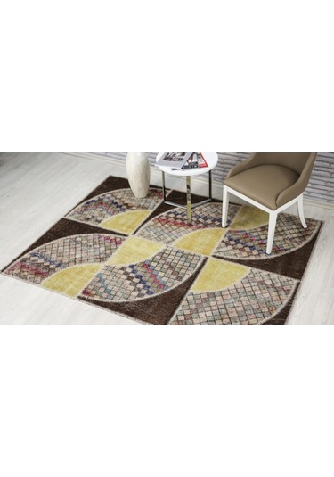 Patchwork El Dokuma Antik Anadolu Halısı Ruffle Çok Renkli