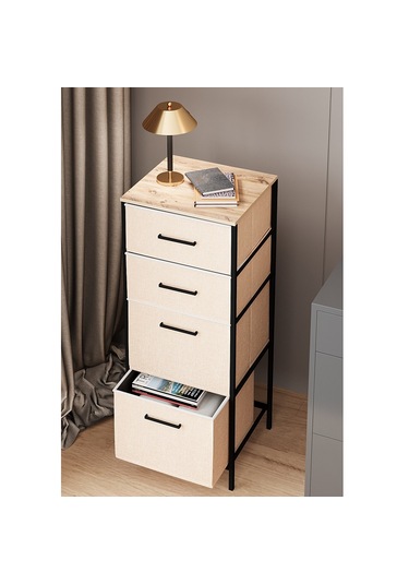 Çok Amaçlı Dolap 4 Çekmeceli Komodin Sehpa Çam 1613