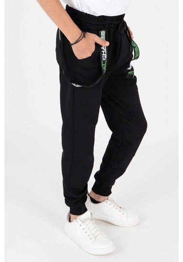 Ahengim Erkek Çocuk Works Baskılı Trend Eşofman Altı Ak2104 Siyah-yeşil Siyah - Yeşil