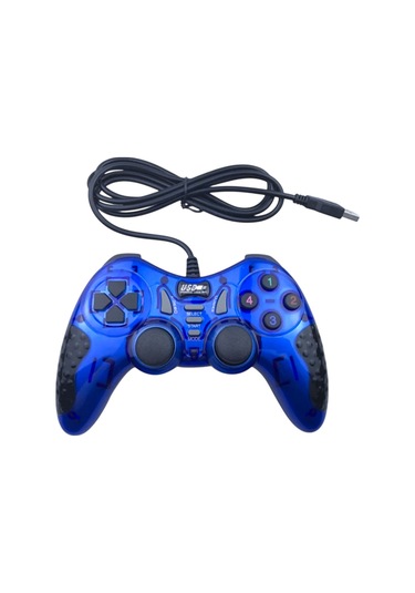 12 Fonksiyon Tuşulu Double Shock Usb Pc Bilgisayar Oyun Kolu Mavi