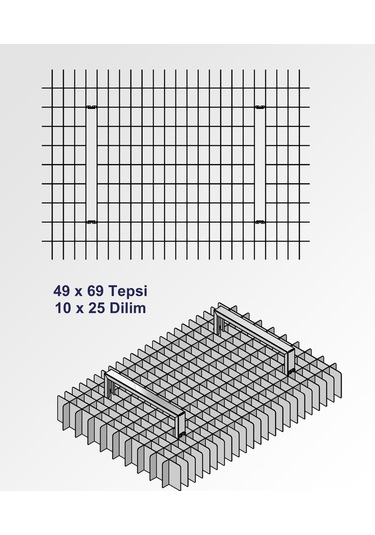 Baklava Dilimleme Bıçağı Paslanmaz Çelik Baklava Dilimi İz Çıkarma Bıçağı, 49x69 Tepsi 10x25 Dilim Gümüş