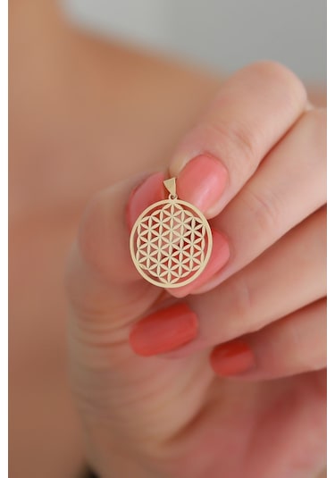 Bayar Gold 14 Ayar Altın Yaşam Çiçeği Kolye Ucu 1,7 Cm Sarı Altın