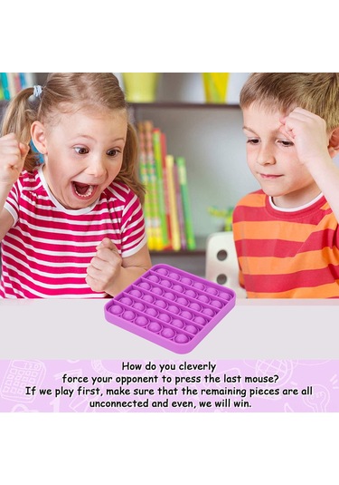 Yaozixa Mor Silikon Stres Atıcı Oyuncak - Kare Şekilli, Sonsuz Pop Eğlence, Zeka Geliştirici, Tüm Yaş Grupları İçin Mor