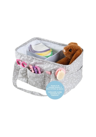Babyjem - Katlamalı Anne&bebek Organizer Gri Çiçek