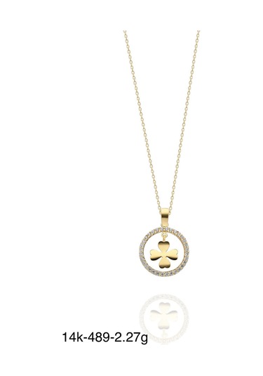 Minik Yoncalı Çok Şık 14 Ayar Altın Kolye Altın