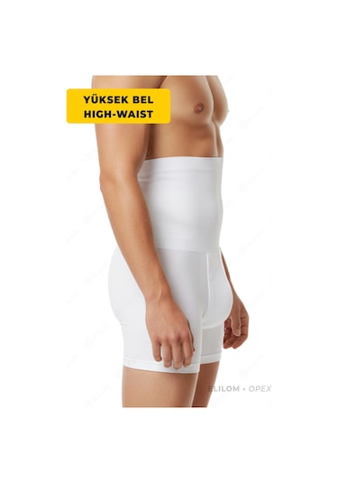 Elilom Korse Boxer Yüksek Bel Korseli Erkek İç Giyim Beyaz