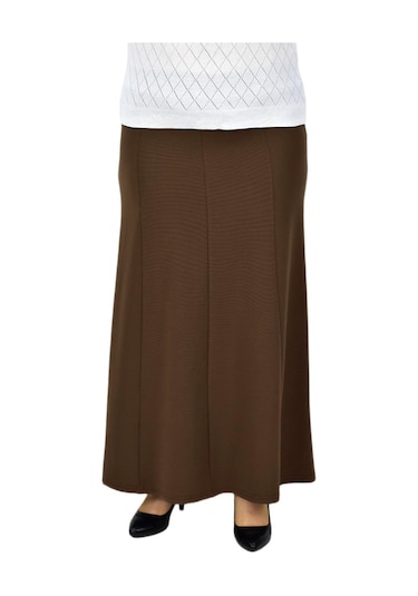 Kadın Kumaş Lastikli Kemer Balık Model Etek Bgl-st04204 Açık Kahverengi