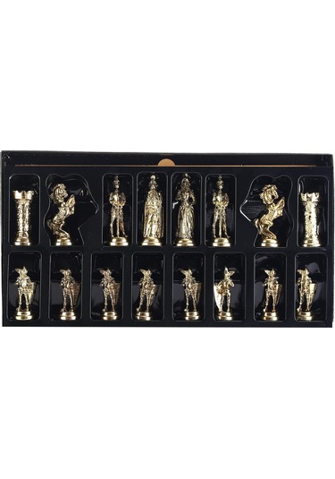 Büyük Boy Metal İngiliz Satranç Takımı Parlak Ve El Yapımı Masif