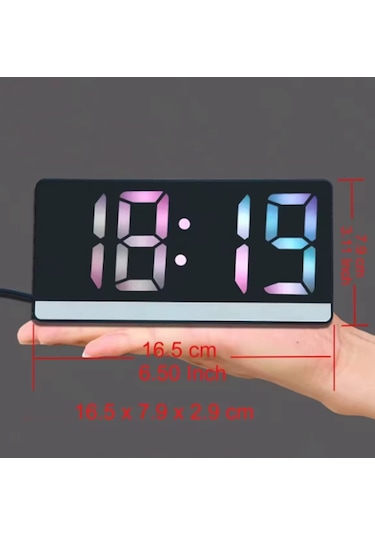 Sr2205 Dijital Alarm Saatli Termometre - Rgb Rakamlar