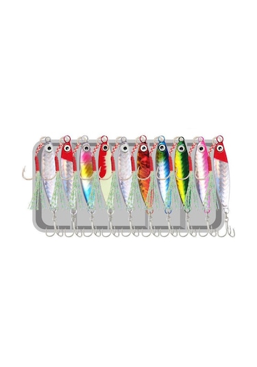 Valkyrie 10 Adet 20gr 6cm Kutulu Metal Rapala Jig Seti Balık Olta Yemi Parlak Gerçekçi Zoka