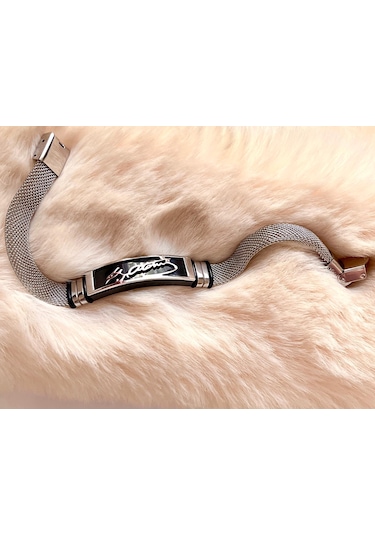 Kemal Atatürk İmzalı Silver Hafif Kordonlu Çelik Bileklik 22cm