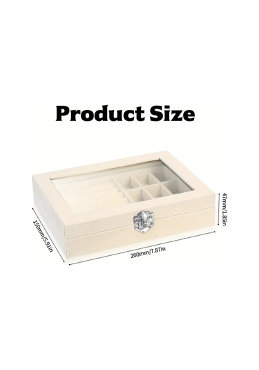 Willowhaven Bej Sku Kilitli 9 Bölmeli Kadife Mücevher Kutusu Yüzük Kolye Küpe Organizer