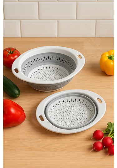 Yer Kaplamaz Katlanır Pratik Süzgeç - Akordiyon Süzgeç - Oval