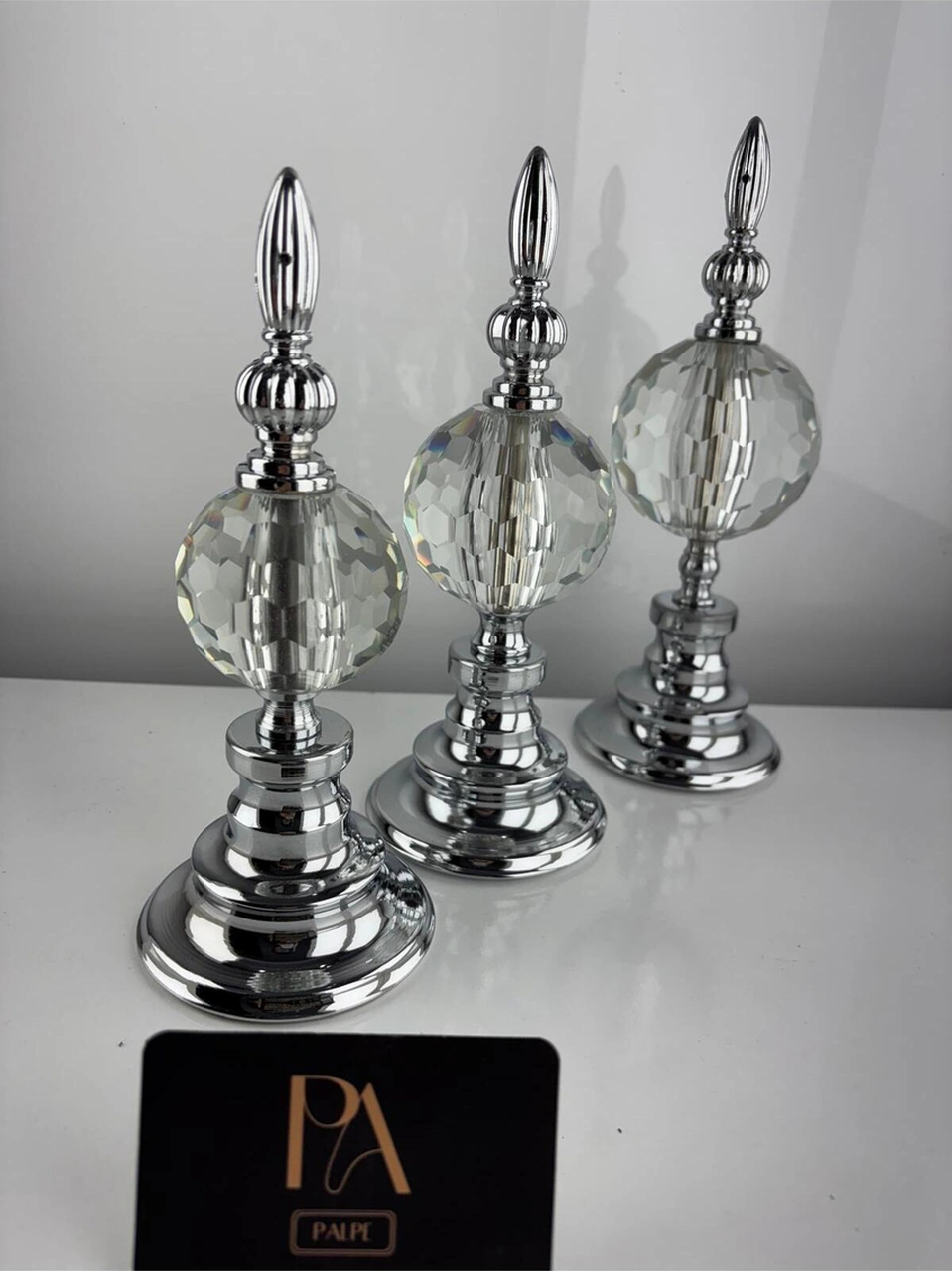 Kristal 3lü Metal Dekoratif Obje Biblo Süs Eşya Salon Aksesuar Tv Sehpa Masa Konsol Ofis Salon Dekor