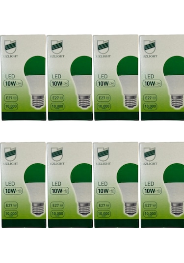 Uzlight 10w 75w 8200k Yeşil Işık E27 Duylu Led Ampul 8 Adet