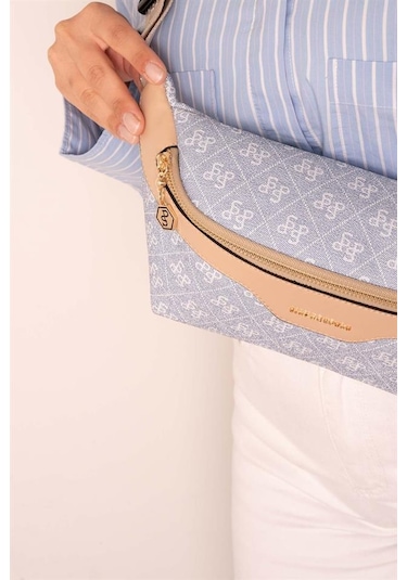 Silver Polo Sp1192 Kadın Bel Çantası Monogram Mavi-ten