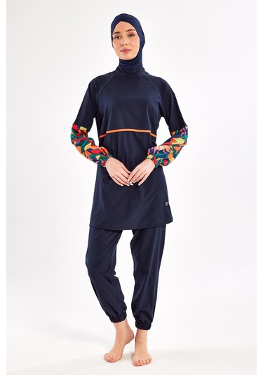 Spor Likra Tam Kapalı Tesettür Mayo Yeva 1205 Lacivert Lacivert