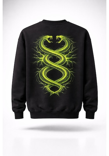 Dark Line %100 Pamuk Unisex Siyah Oversize Sweatshir Buıld To Endure Siyah
