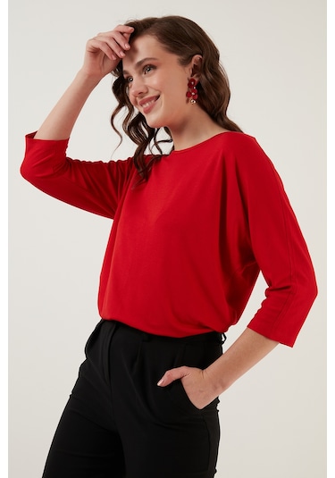 Lela Bisiklet Yaka Truvakar Kol Bayan Bluz 5861416Y Kırmızı