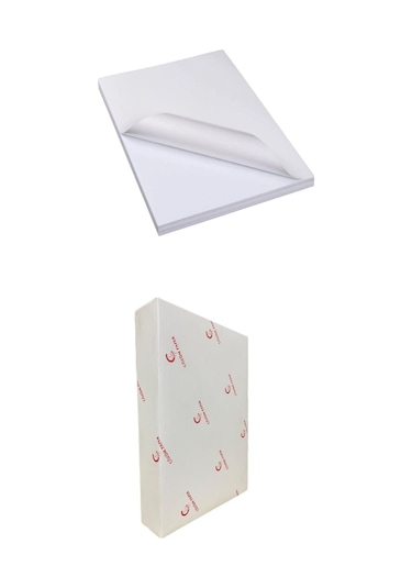 100 Adet Yapışkanlı Etiket Parlak Kuşe A4 Ebat Premium Serisi