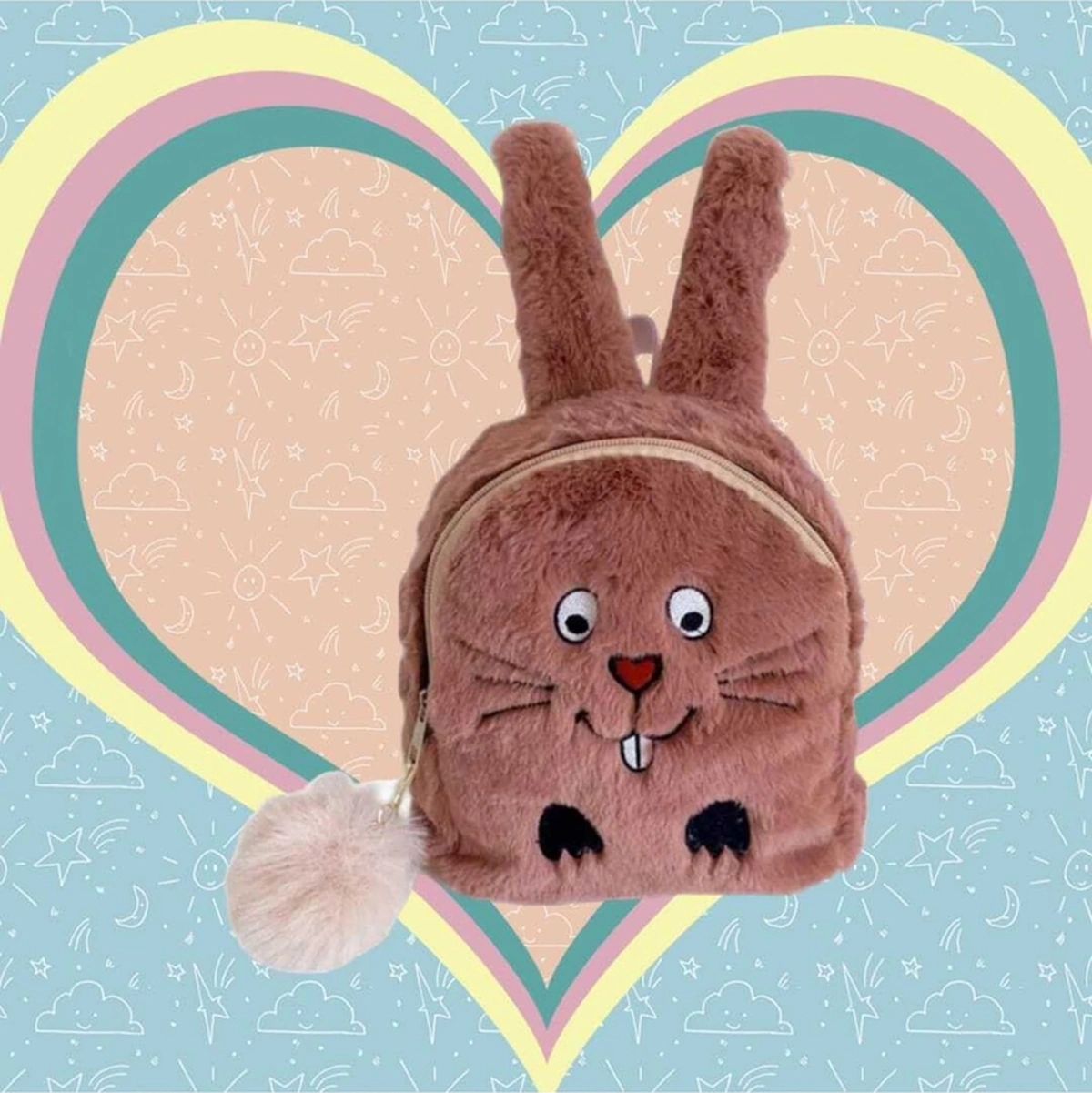 Tezzgelsin Tavşan Peluş Çocuk Sırt Çantası Çocuk Çantası Gül Kurusu