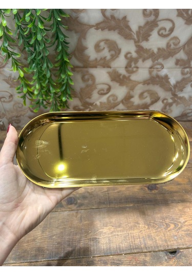 Oval Kayık Tepsi Büyük Gold