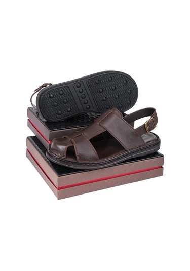Ducavelli Messina Hakiki Deri Erkek Sandaleti - Hakiki Deri Sandalet - Ortopedik Taban Sandalet - Hafif Deri Sandalet