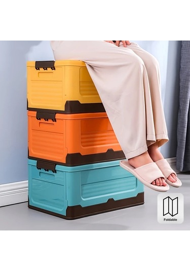 Gateesat Büyük Kapasiteli Katlanır Hafif Pp Yatak Altı Saklama Kutusu Sarı Sarı
