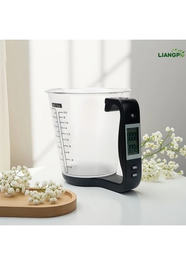 Fastbuy Wangxi Siyah Hamur Malzemeleri Tartmak Için Lcd Ekranli Mutfak Olcu Kupasi Siyah Siyah