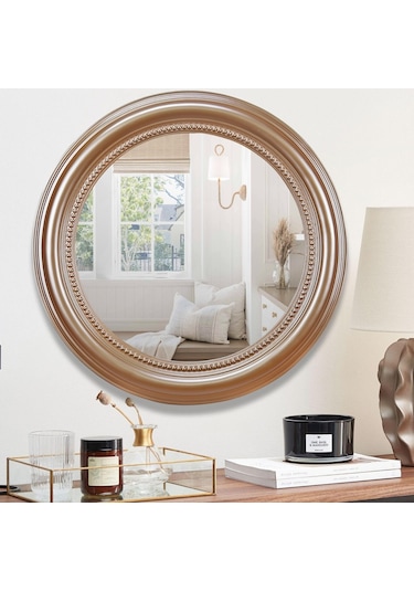 Round Yuvarlak Ayna Vizon Ceviz